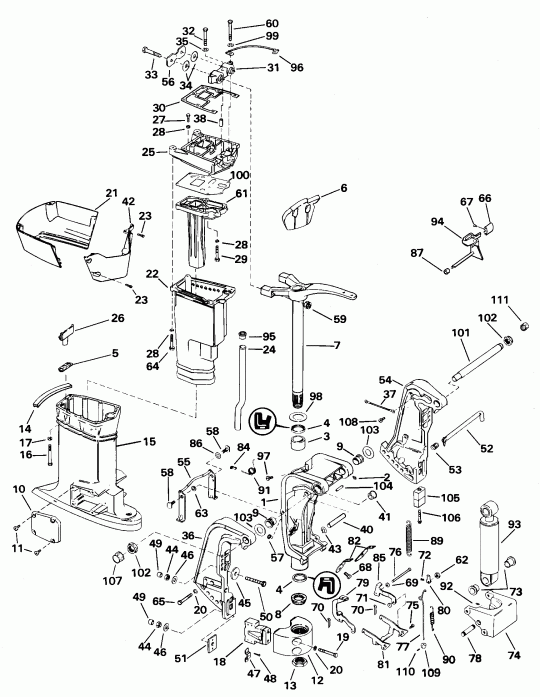 ��������� ����� EVINRUDE E65WELSSC Commercial, Elec. Start, 20 IN  - dsection - dsection