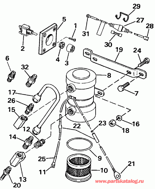 �������� ��������� ����� Evinrude E300PXESB 1990  - ectric ��������� �����. - ectric Primer Pump Assy.
