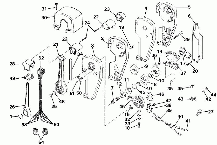 ��������� ����� EVINRUDE E300PXESB 1990  - Binnacle Mount, Dual Lever