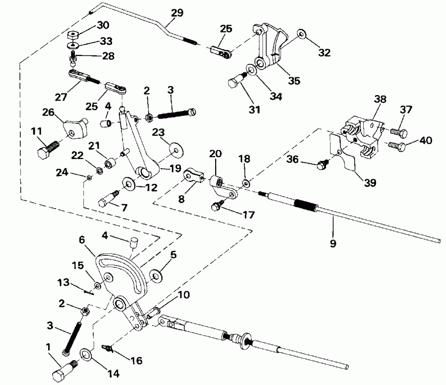 ��������� �������� ����� EVINRUDE E40EESR 1990  - ift & Throttle Linkage