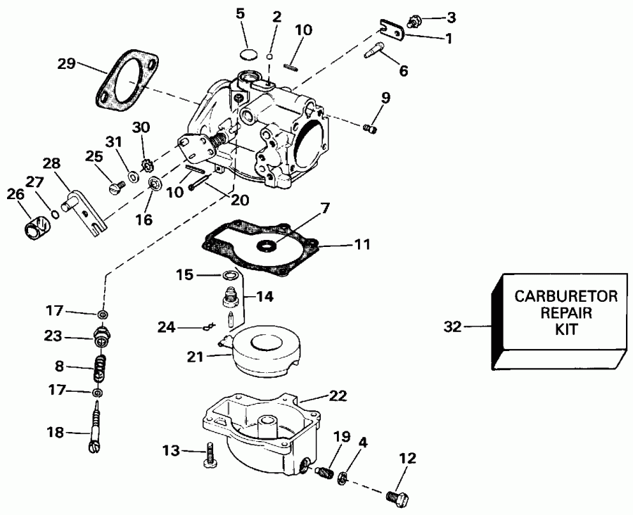 ��������� �������� ����� Evinrude E48ESLESA 1990  - rburetor - rburetor
