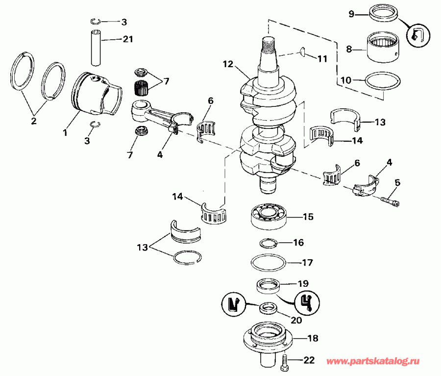 ��������� �������� ����� ������� E48ESLESA 1990  - ank��� & ������� / ankshaft & Piston