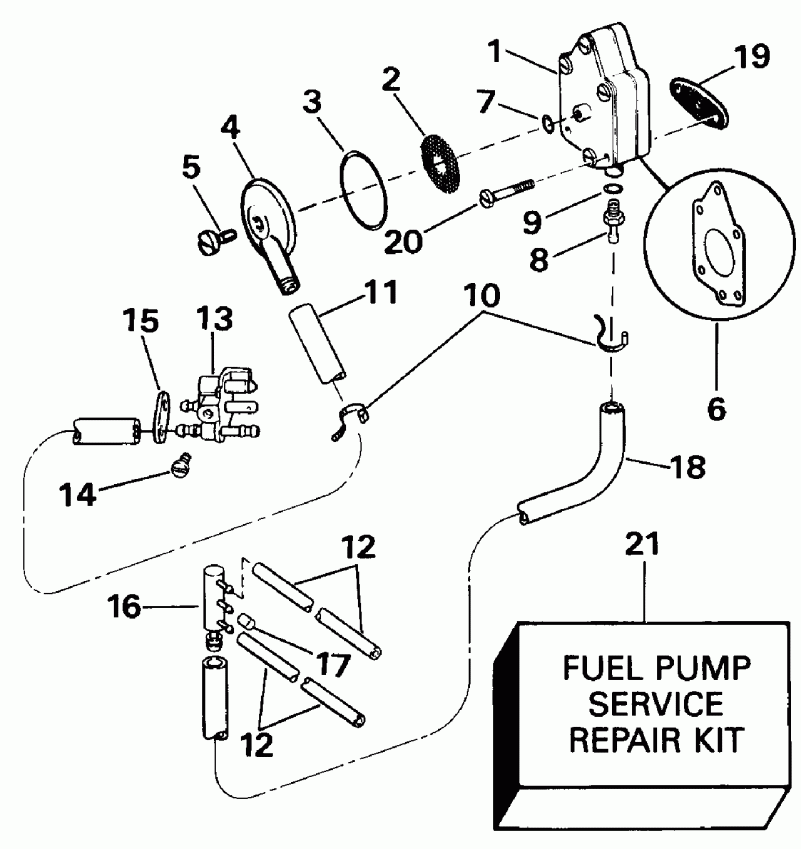 ��������� ��������� EVINRUDE E48ESLESA 1990  - el Pump And Filter Late Production - el ����� � ������ Late P����uction