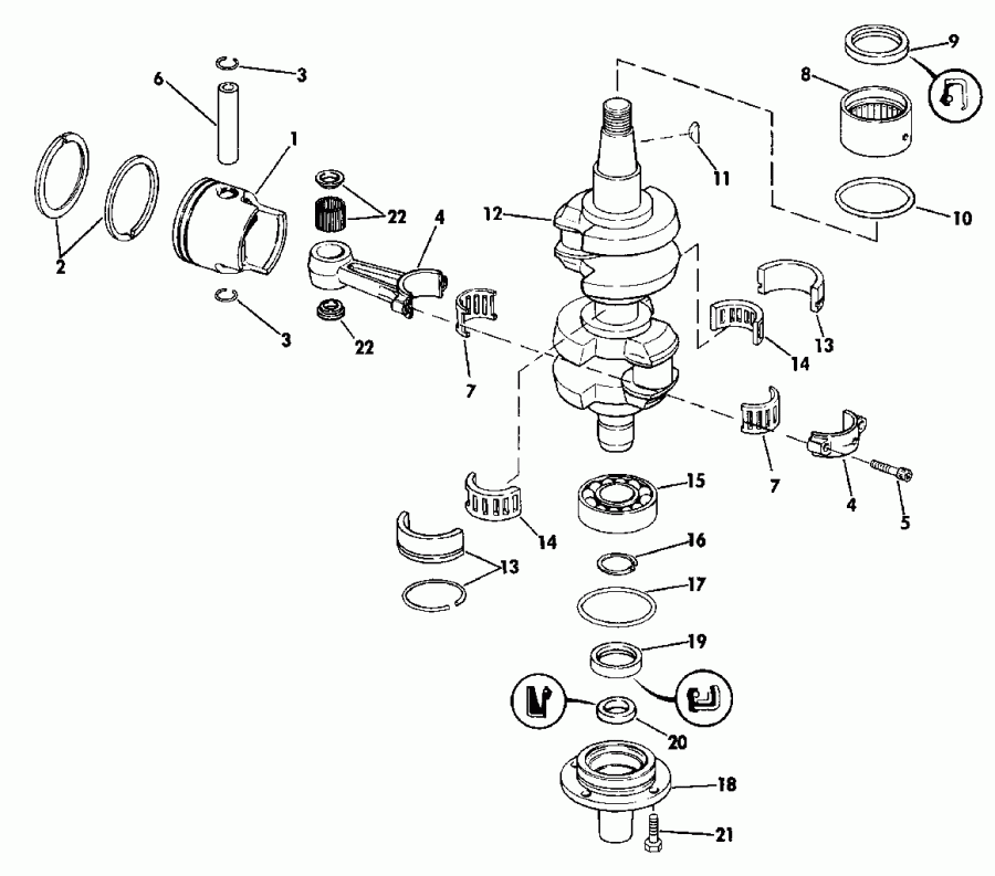 �������� ��������� ����� ������� E55RWLESR 1990  - ankshaft & Piston / ank��� & �������
