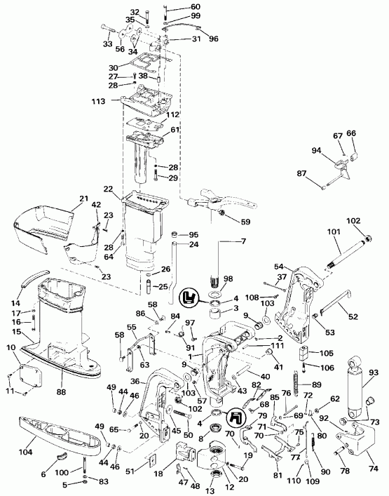  Evinrude E65WMLESM 1990  - dsection - dsection