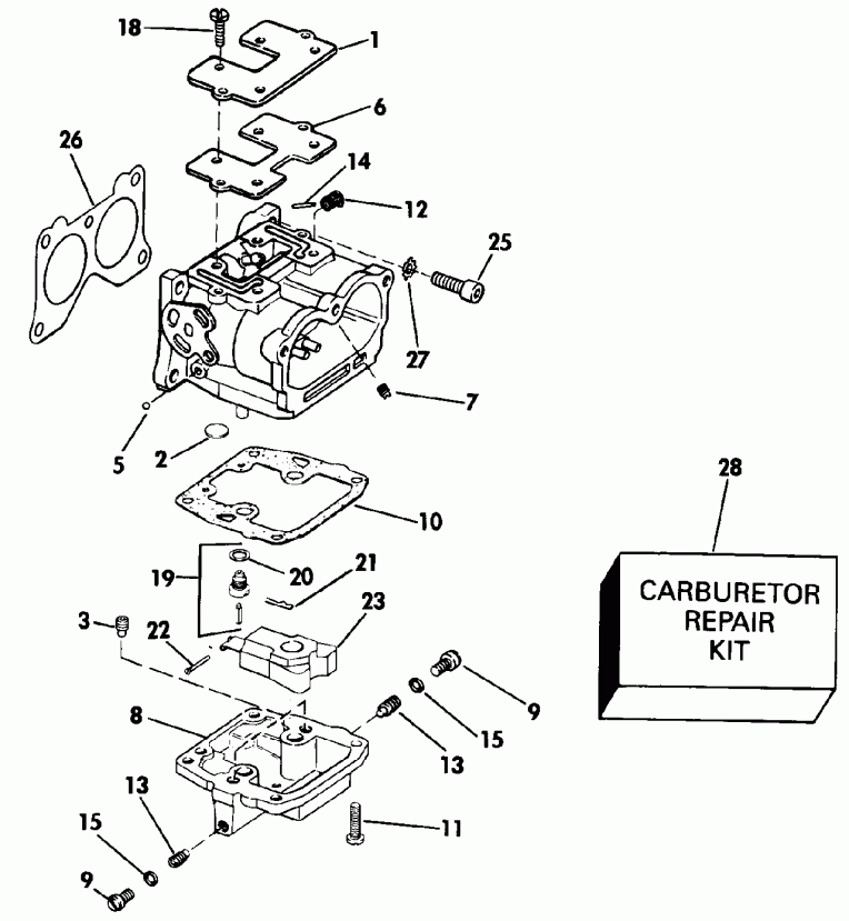 ��������� ����� EVINRUDE TE115TLESB 1990  - rburetor / rburetor