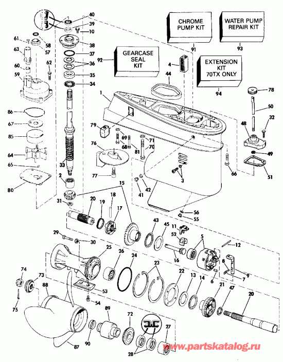 �������� ��������� ����� EVINRUDE TE70TLESB 1990  - arcase