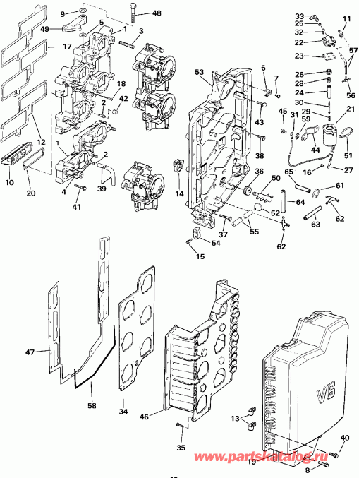 ��������� �������� ����� EVINRUDE VE225TXESS 1990  - take Manifold - take ���������