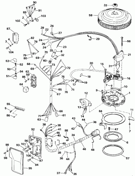 ��������� EVINRUDE VE40ELESR 1990  - Electric Start Tl Models - Electric Start Tl Models