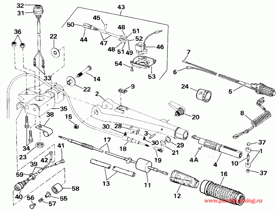 ����� Evinrude VE40TELESR 1990  - eering Handle / ee������ Handle