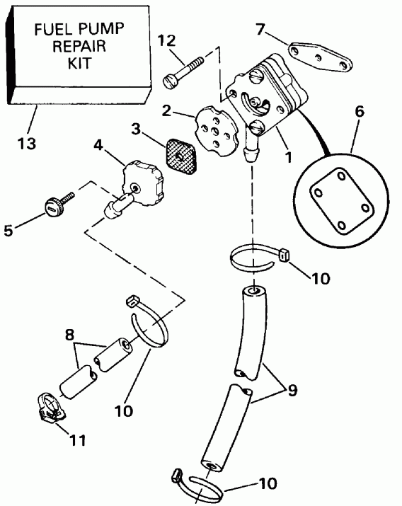 ��������� ��������� EVINRUDE E10SELEIR 1991  - Rope Start Models / ���� Start Models