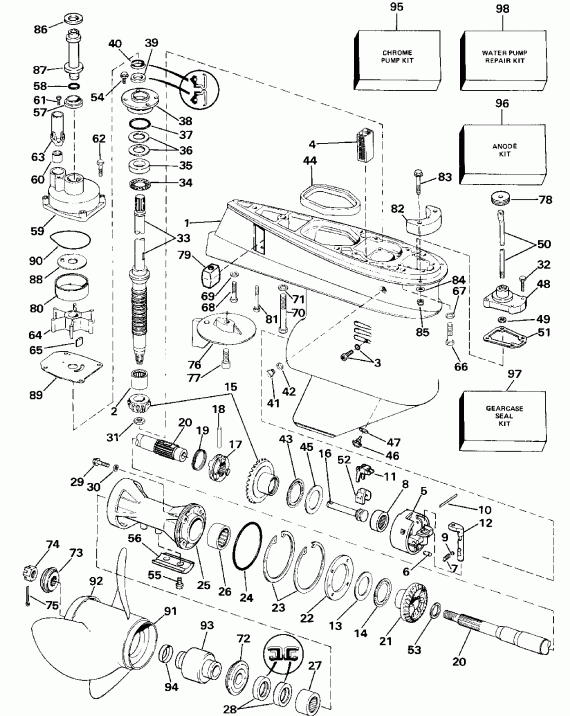 ��������� ����� Evinrude E200TXEIB 1991  - linder & ������ ��������� - linder & Crankcase