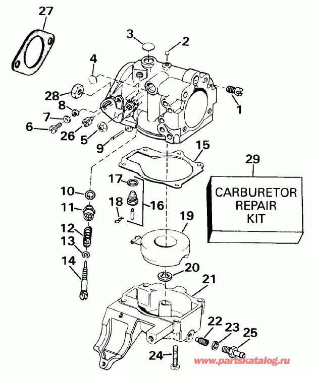 �������� ��������� ����� Evinrude E28ESLEIB 1991  - rburetor