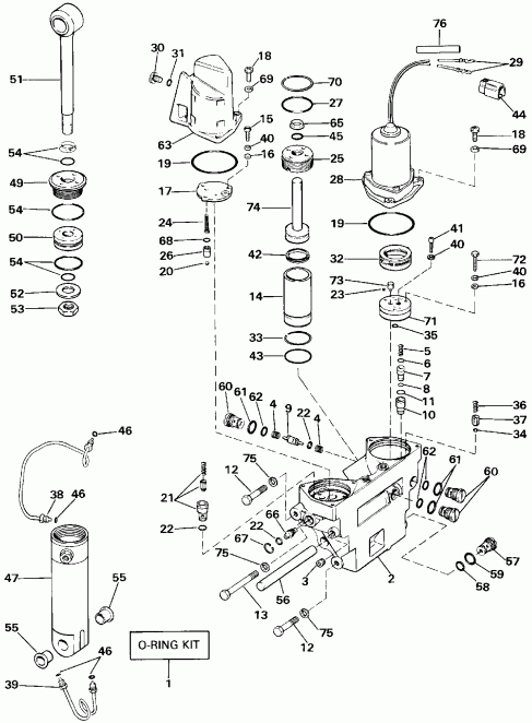 ��������� ��������� ������� E85TTLEIE 1991  - wer Trim/tilt Hydraulic Assembly / wer Trim / tilt Hydraulic Assembly