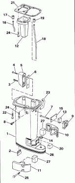 ��������� ����� EVINRUDE E10RLENA 1992  - haust Housing