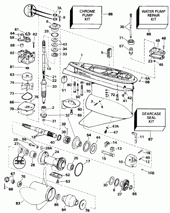 ����� Evinrude E150ELENC 1992  - �������� Rotation - Standard Rotation