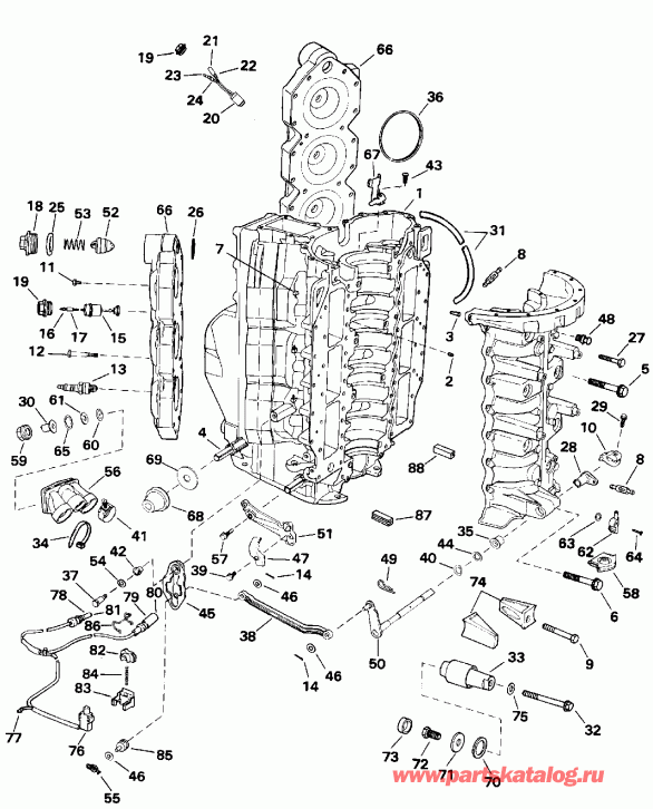 �������� ��������� ����� Evinrude E150GLENC 1992  - linder & ������ ��������� - linder & Crankcase