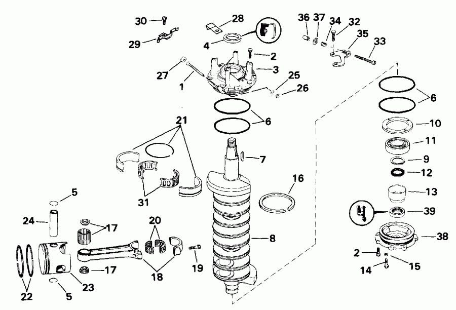  EVINRUDE E200CXENE 1992  - ank��� & ������� - ankshaft & Piston
