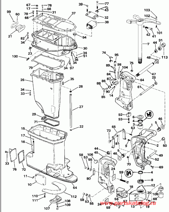 �������� ����� Evinrude E300PXEND 1992  - dsection / dsection