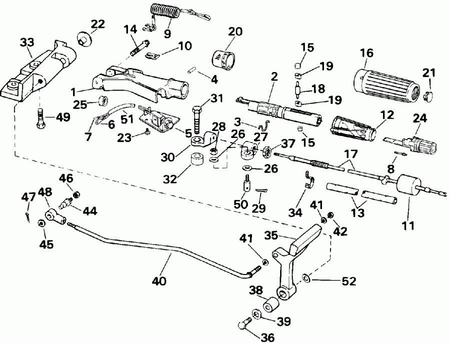 ��������� ����� EVINRUDE E30RENR 1992  - eering And Shift Handle / ee������ � ������������� Handle