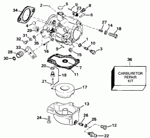 ���������� - 55 Models-20 & 22.5 ���� Transom Early P����. (Carburetor - 55 Models-20 & 22.5 In. Transom Early Prod.)
