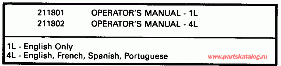  EVINRUDE E45WMLENM 1992  - terature Chart - terature Chart