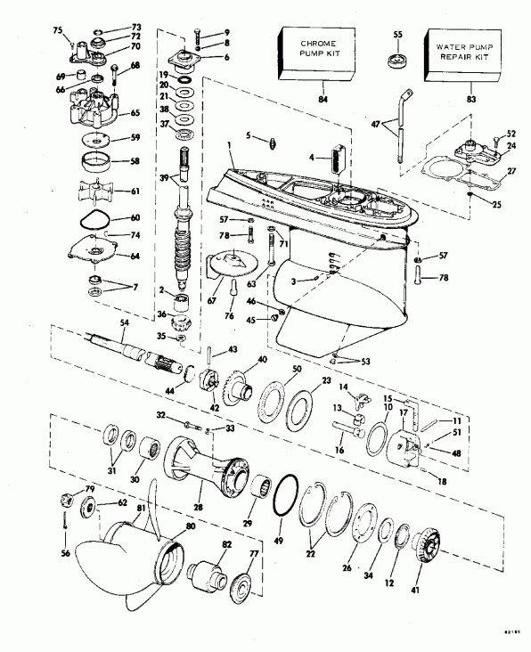 �������� ����� ������� E48ESLENB 1992  - haust Housing & Stern & Swivel Bracket / haust ������ & Stern & ���������� ���������