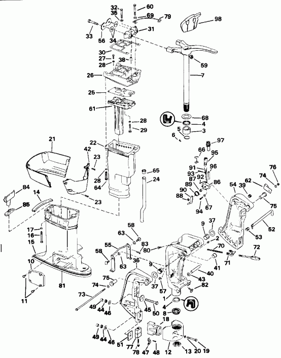 ��������� ����� EVINRUDE E70TTLEND 1992  - dsection / dsection