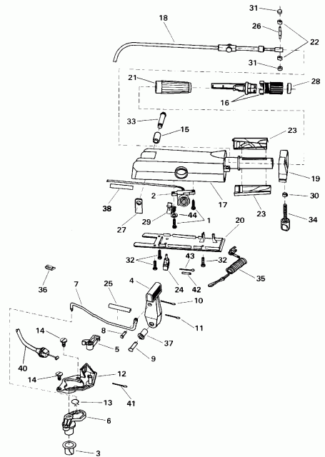 ��������� �������� ����� Evinrude E8RENM 1992  - eering Handle - ee������ Handle
