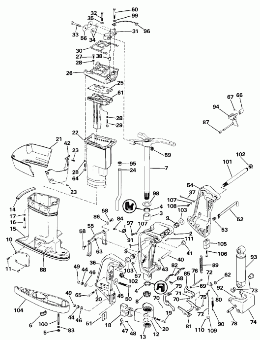  Evinrude VE90MLEND 1992  - wer Trim / tilt ��������� / wer Trim/tilt Electrical