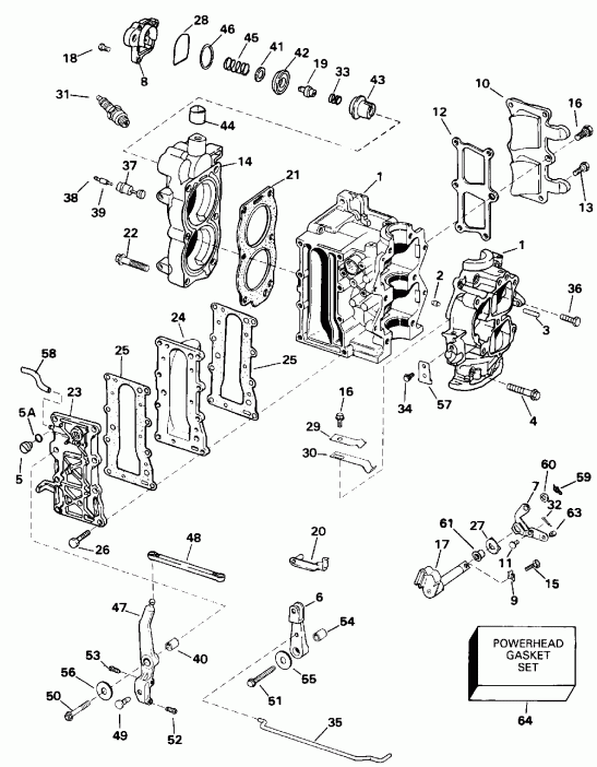  Evinrude E10EETM 1993  - linder & ������ ��������� / linder & Crankcase