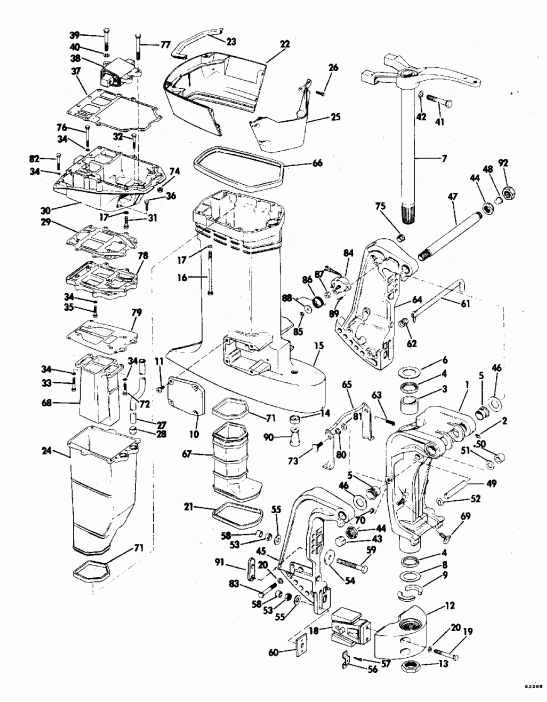 ��������� ����� Evinrude E10RETM 1993  - linder & ������ ��������� / linder & Crankcase