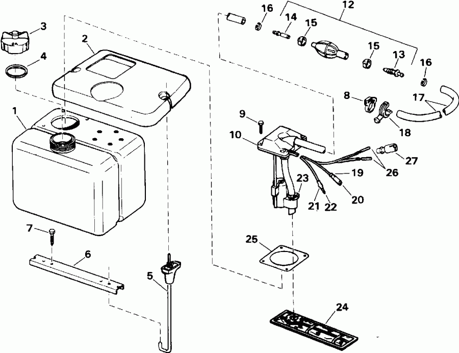 �������� ��������� ����� Evinrude E115MLETS 1993  - 1.8 ������ / 1.8 Gallon