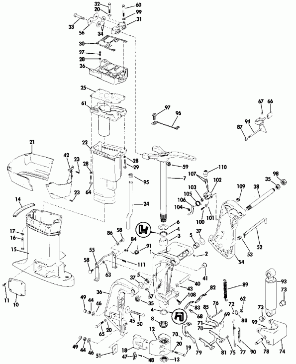 ��������� �������� ����� ������� E150JLETG 1993  - linder & Crankcase / linder & ������ ���������