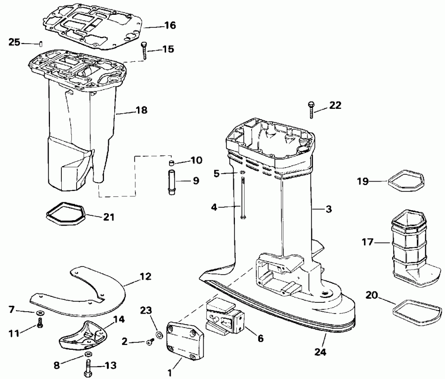 �������� ��������� ����� EVINRUDE E150WTXETG 1993  - haust ������ / haust Housing