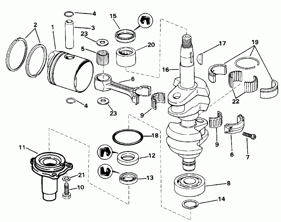  Evinrude E15ELETB 1993  - ank��� & ������� / ankshaft & Piston