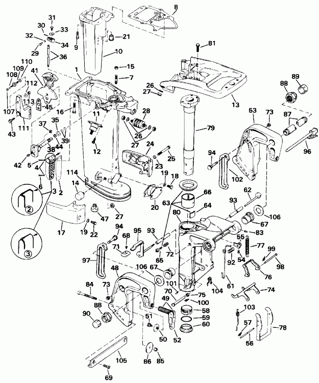 ��������� �������� ����� Evinrude E20EETS 1993  - dsection - dsection