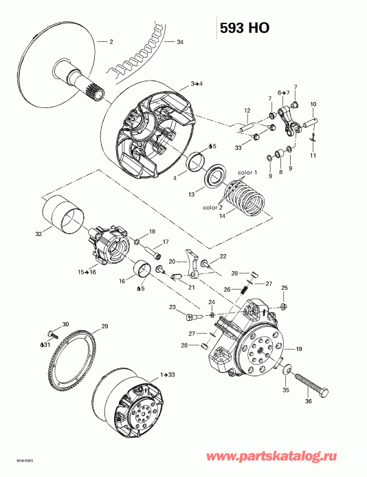 Ski-doo MX Z 500/600/600 HO/700/800, 2003 - Drive Pulley (593 Ho)