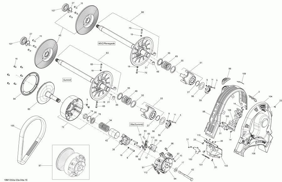 Ski Doo MXZ X 600HOE, 2013 - Pulley System 600 Ho Etec