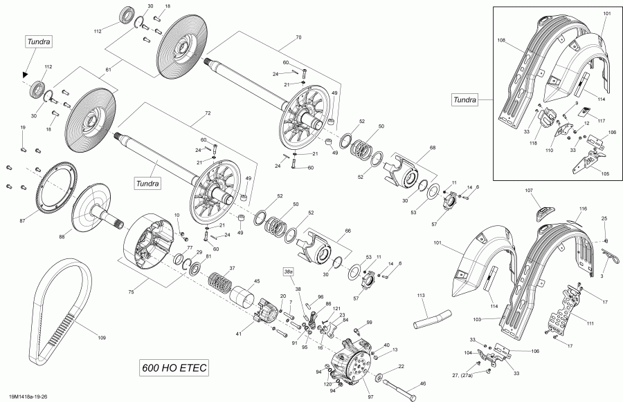 Skidoo TUNDRA XTREME 600HOE XP, 2014  - Pulley System