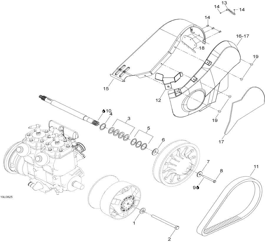 Snow mobile Lynx  -  System - Pulley System