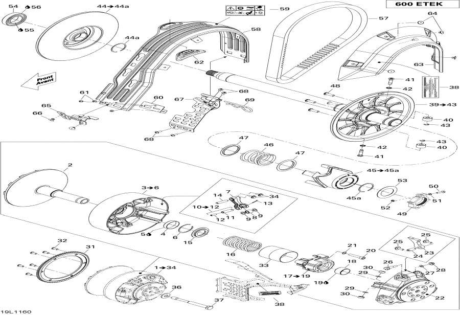 Snow mobile lynx  -  System 600ho Etec - Pulley System 600ho Etec
