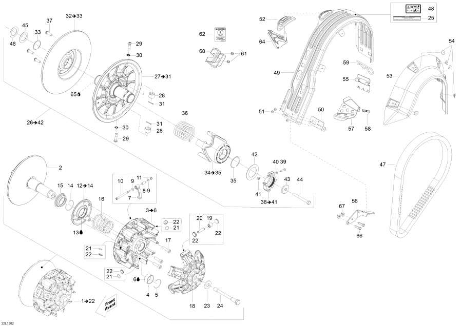 Snowmobile Lynx  -  System / Pulley System