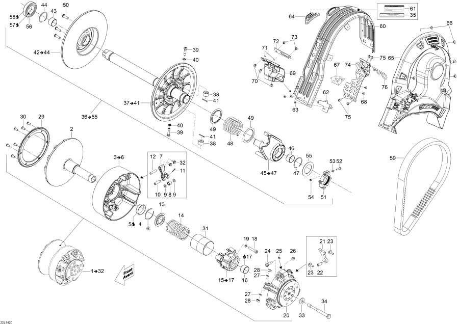 Snowmobile Lynx  -  System / Pulley System